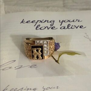 Gold and Silver Ring with Diamond Accents